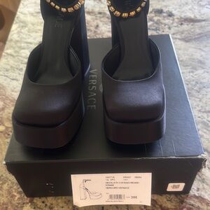 Versace Black Platform Mary Jane Shoes